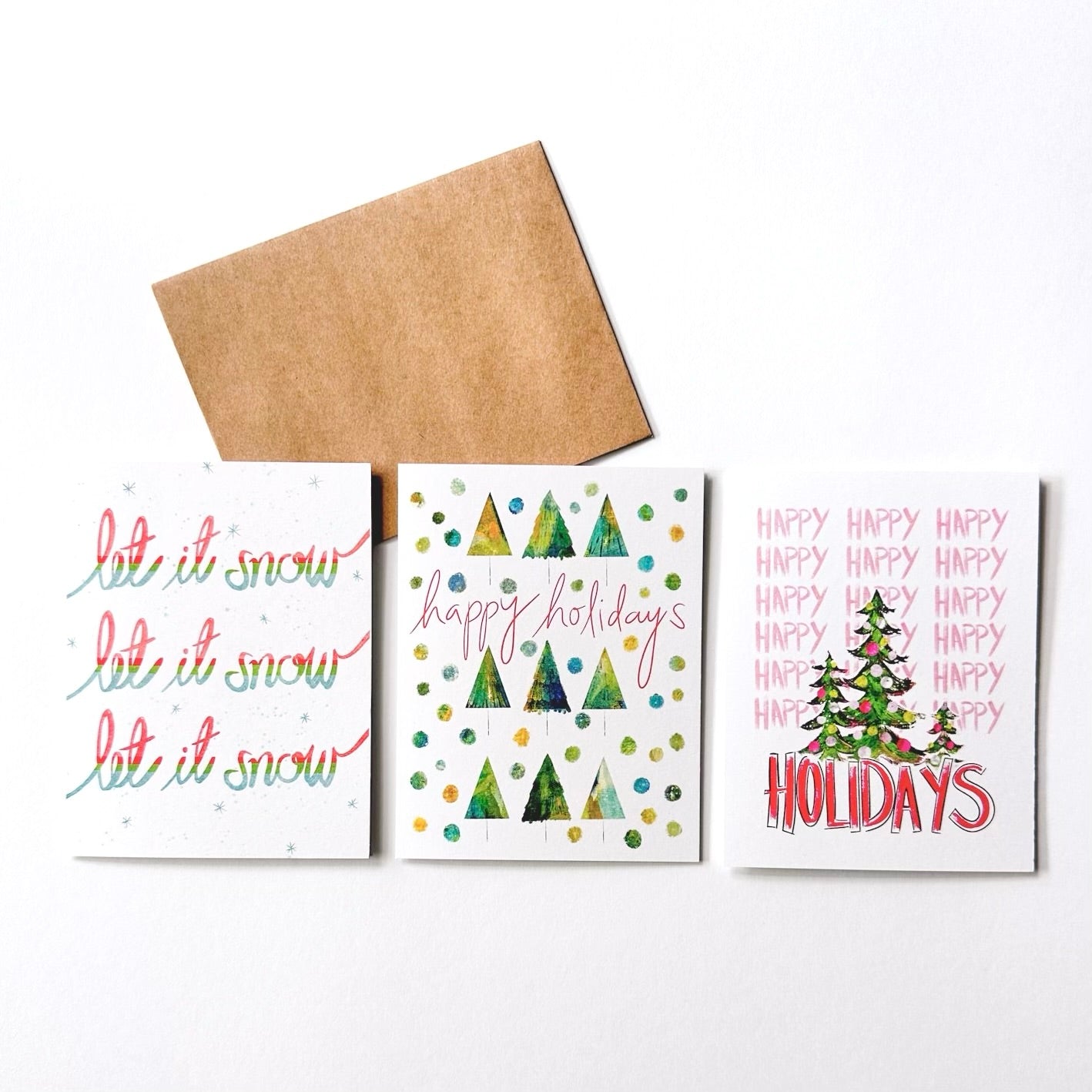 Let it Snow - Hand Lettered Holiday Greeting Card Boxed Set of 10