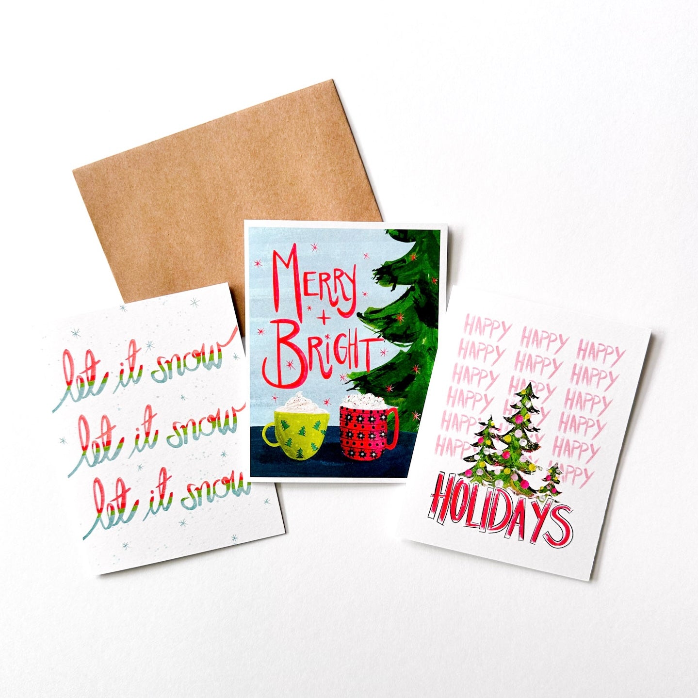 Merry & Bright - Holiday Mugs Greeting Card Boxed Set of 10