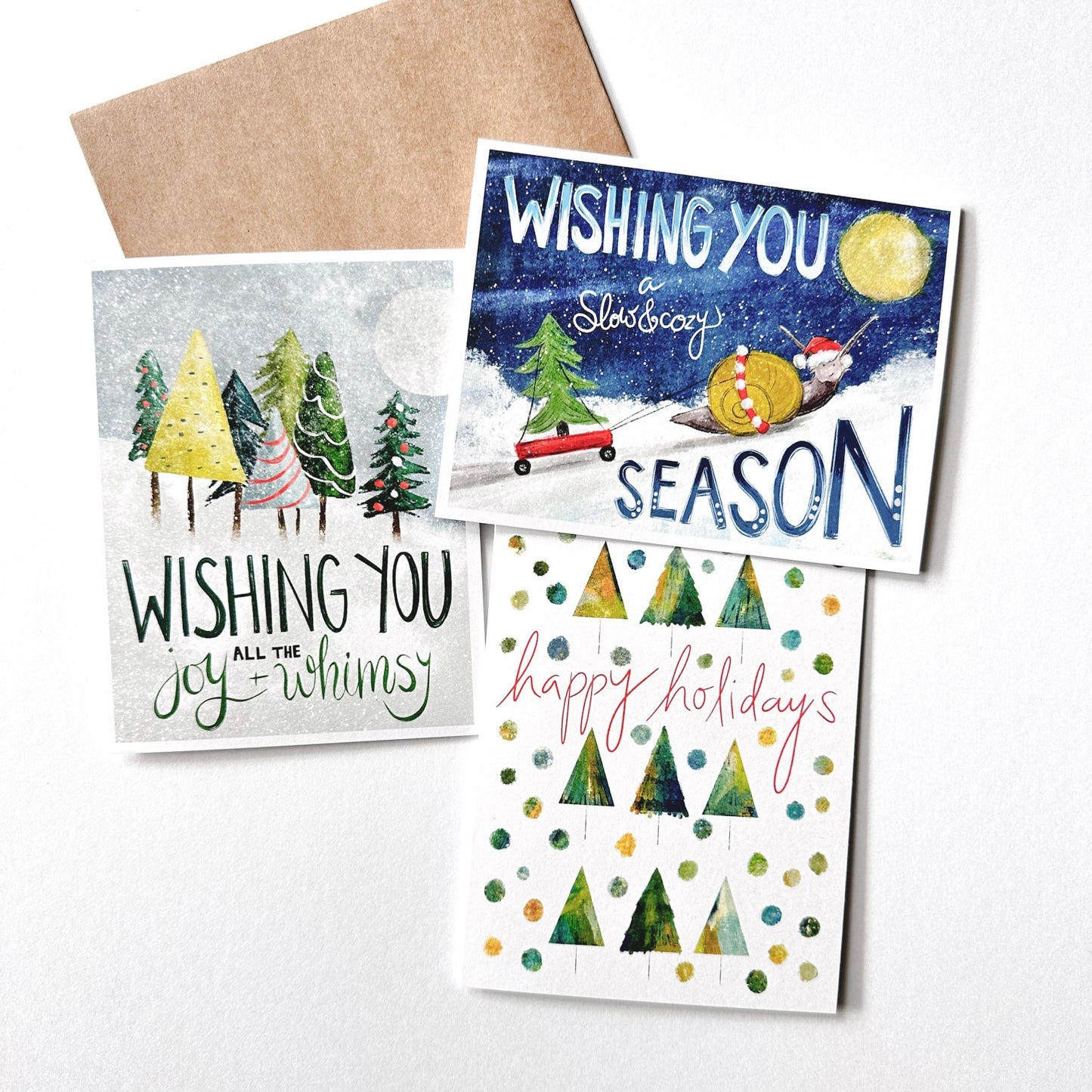 Happy Holidays - Trees and Dots Greeting Card Boxed Set of 10