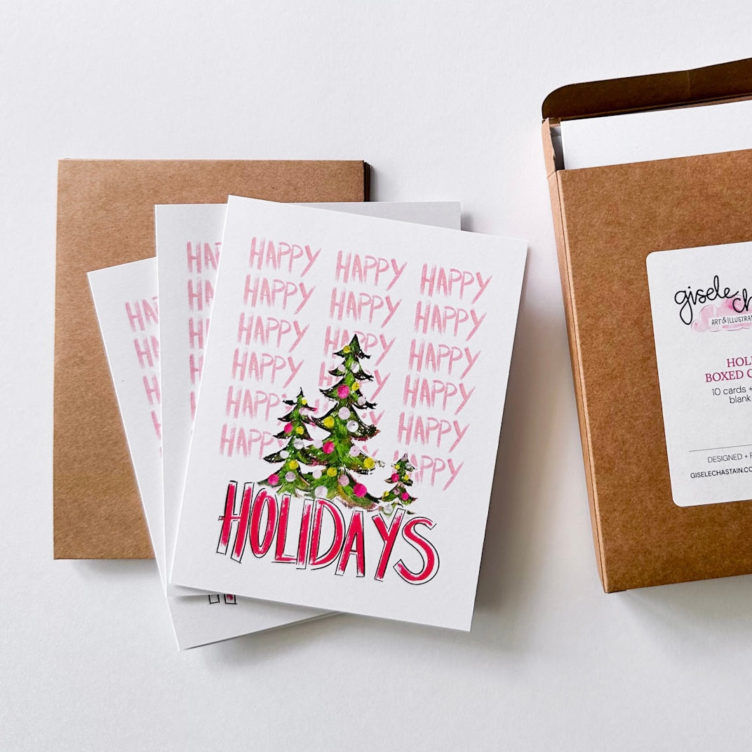 Happy Happy Happy Holidays - Christmas Tree Greeting card