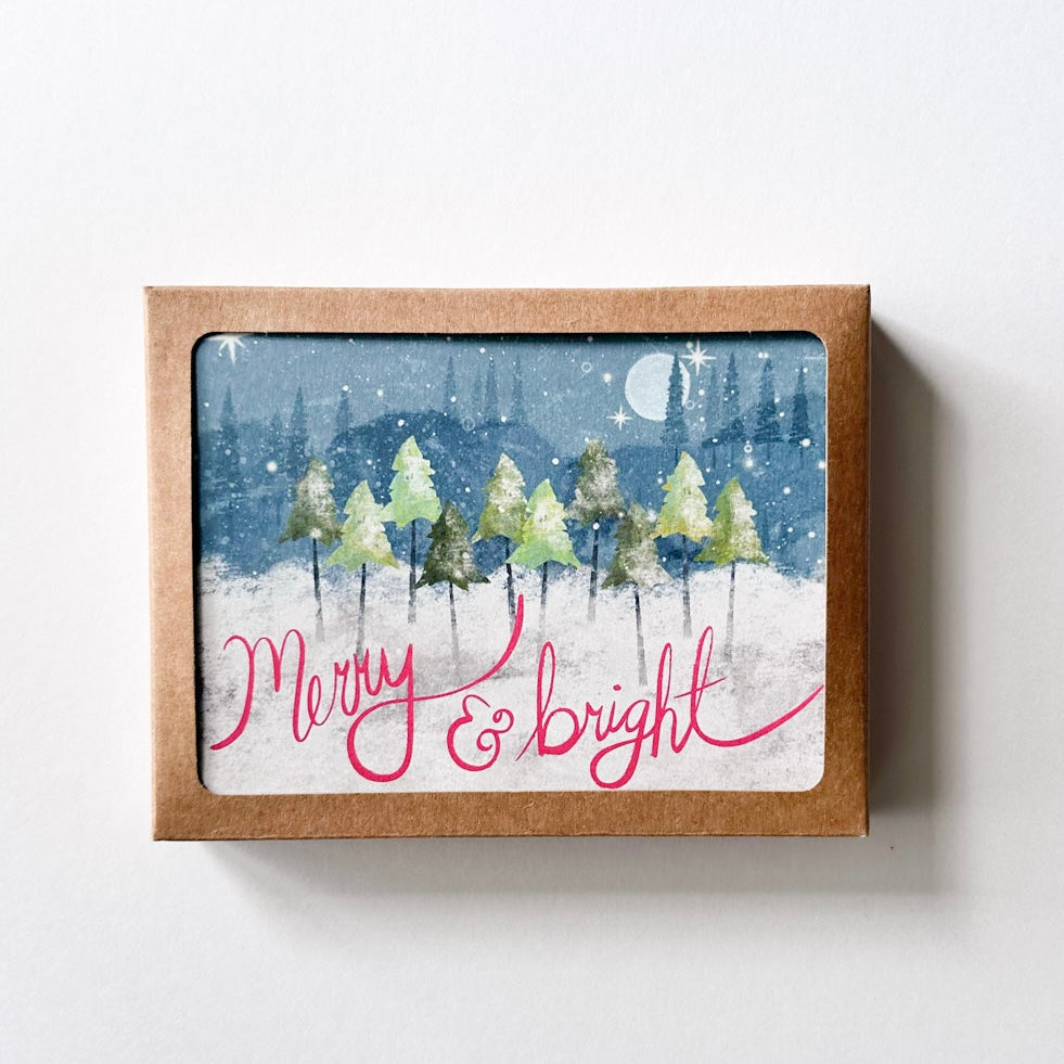 Merry & Bright - Holiday Trees Greeting Card Boxed Set of 10