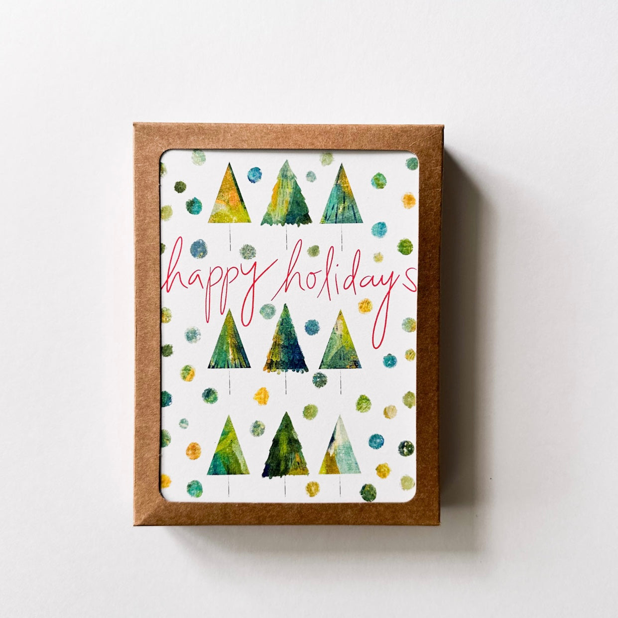 Happy Holidays - Trees and Dots Greeting Card Boxed Set of 10