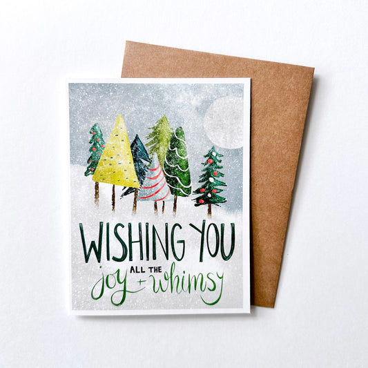Joy & Whimsy - Holiday Full Moon Trees Greeting card