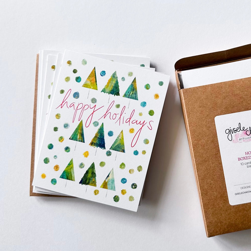 Happy Holidays - Trees and Dots Greeting card