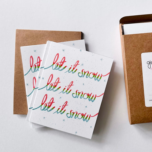 Let it Snow - Hand Lettered Holiday Greeting Card Boxed Set of 10