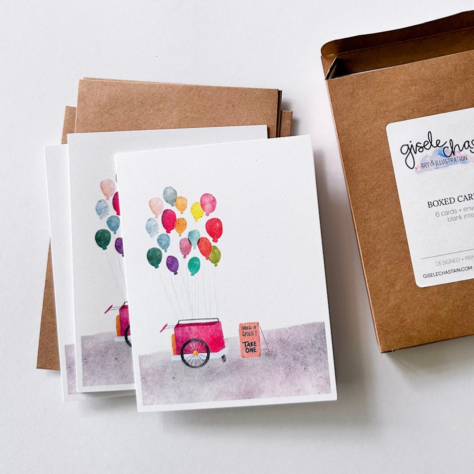 Need a Smile? - Balloon Greeting Card Boxed Set of 6
