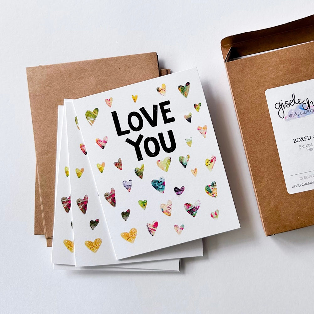 Love You - Heart Greeting Card Boxed Set of 6