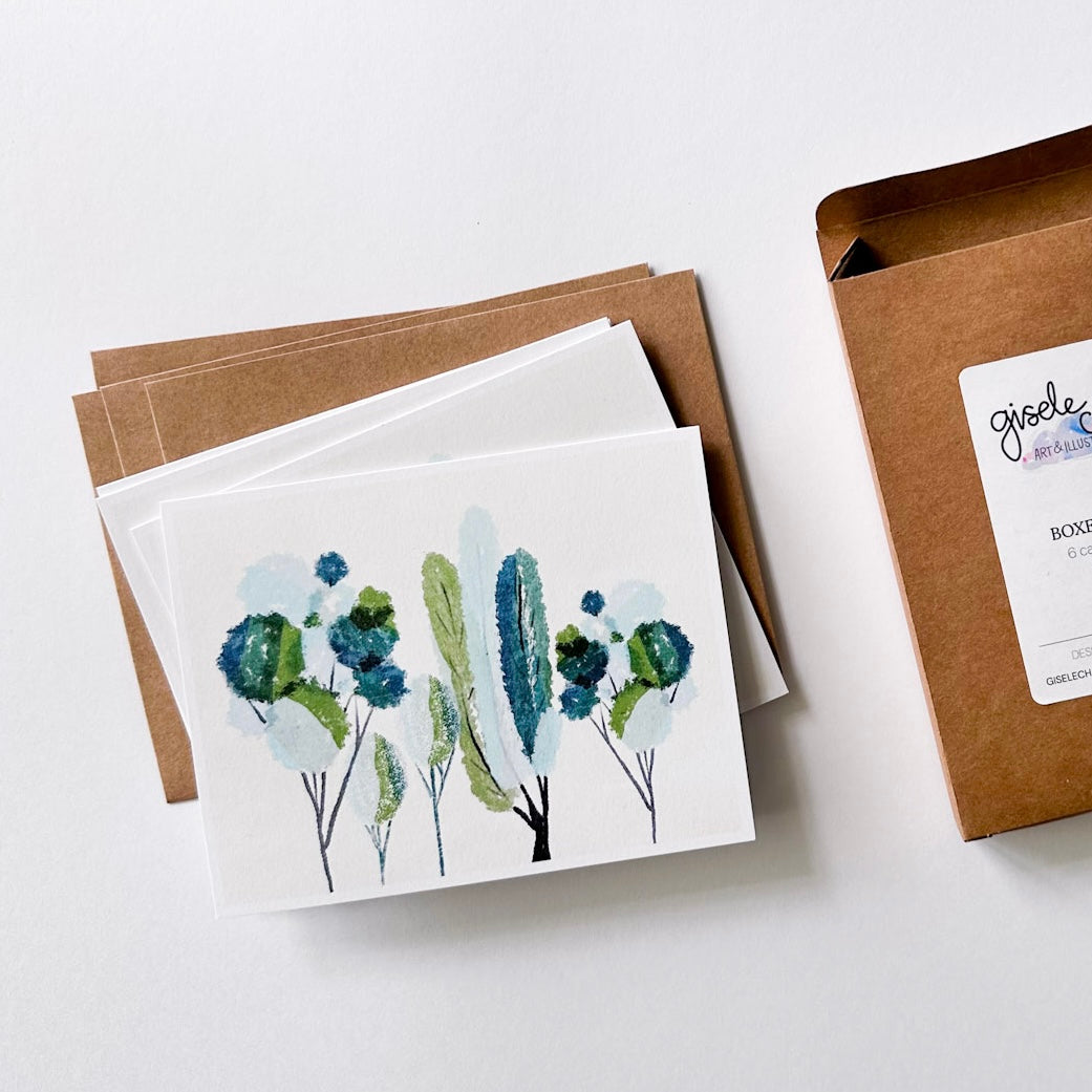 Earthly Hues - Abstract Tree Greeting Card Boxed Set of 6