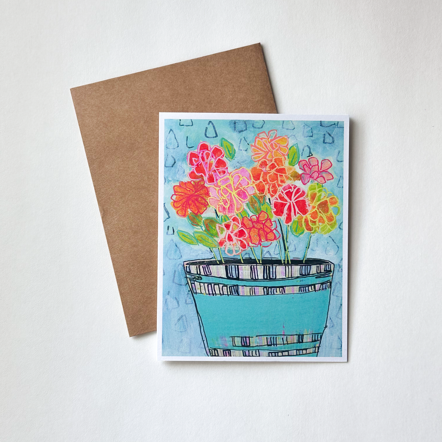Bucket of Blooms - Greeting card