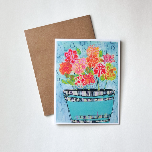 Bucket of Blooms - Greeting card